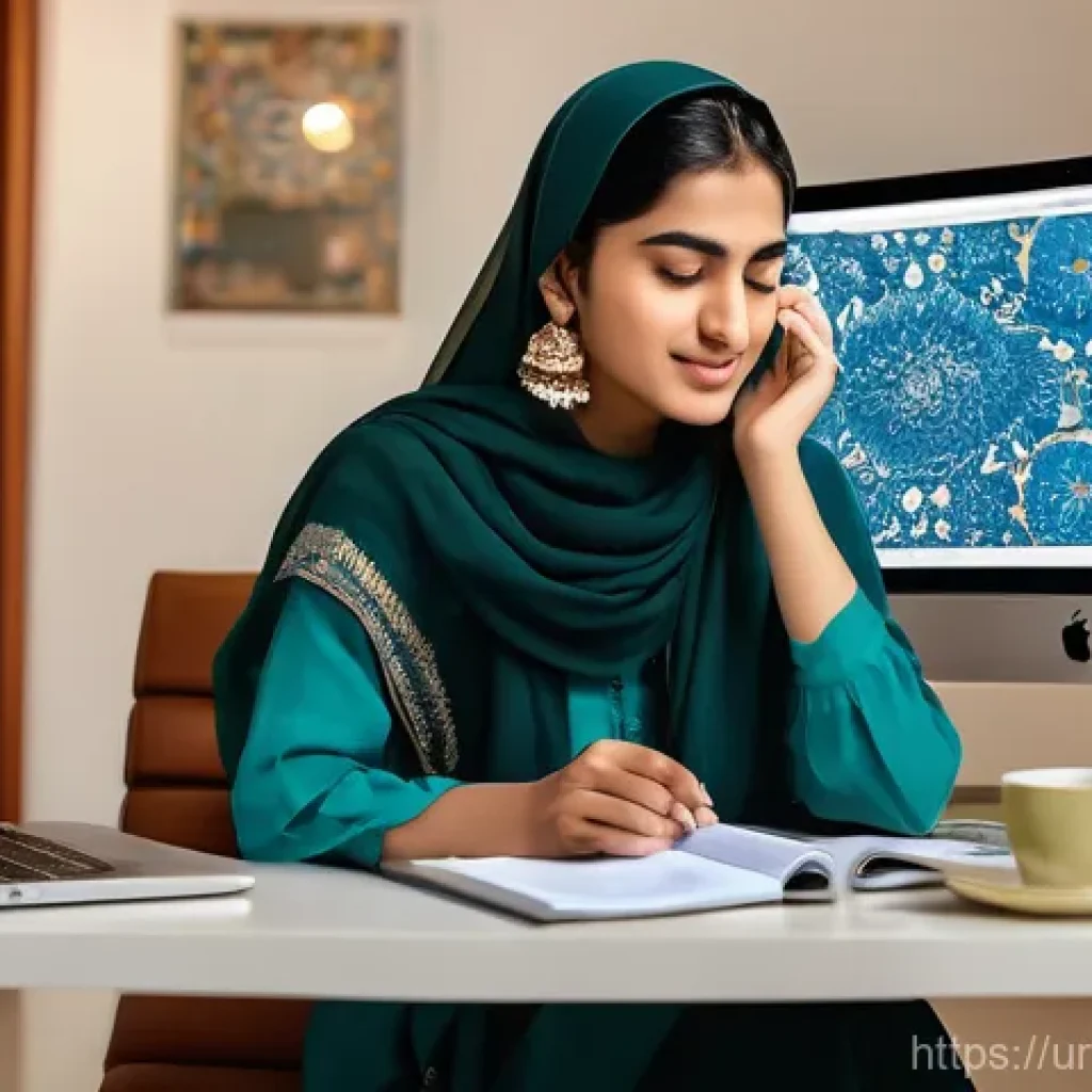 효율적인 정보 정리 습관 기르기 - **From Digital Clutter to Clarity**
A young Pakistani woman, in her early twenties, is seated at...