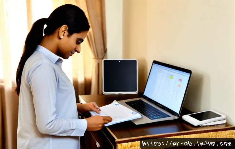 Home 17 정보 다이어트법과 업무 효율성 - Photorealistic home office in Lahore, focused Pakistani professional calmly reviewing a single clean...